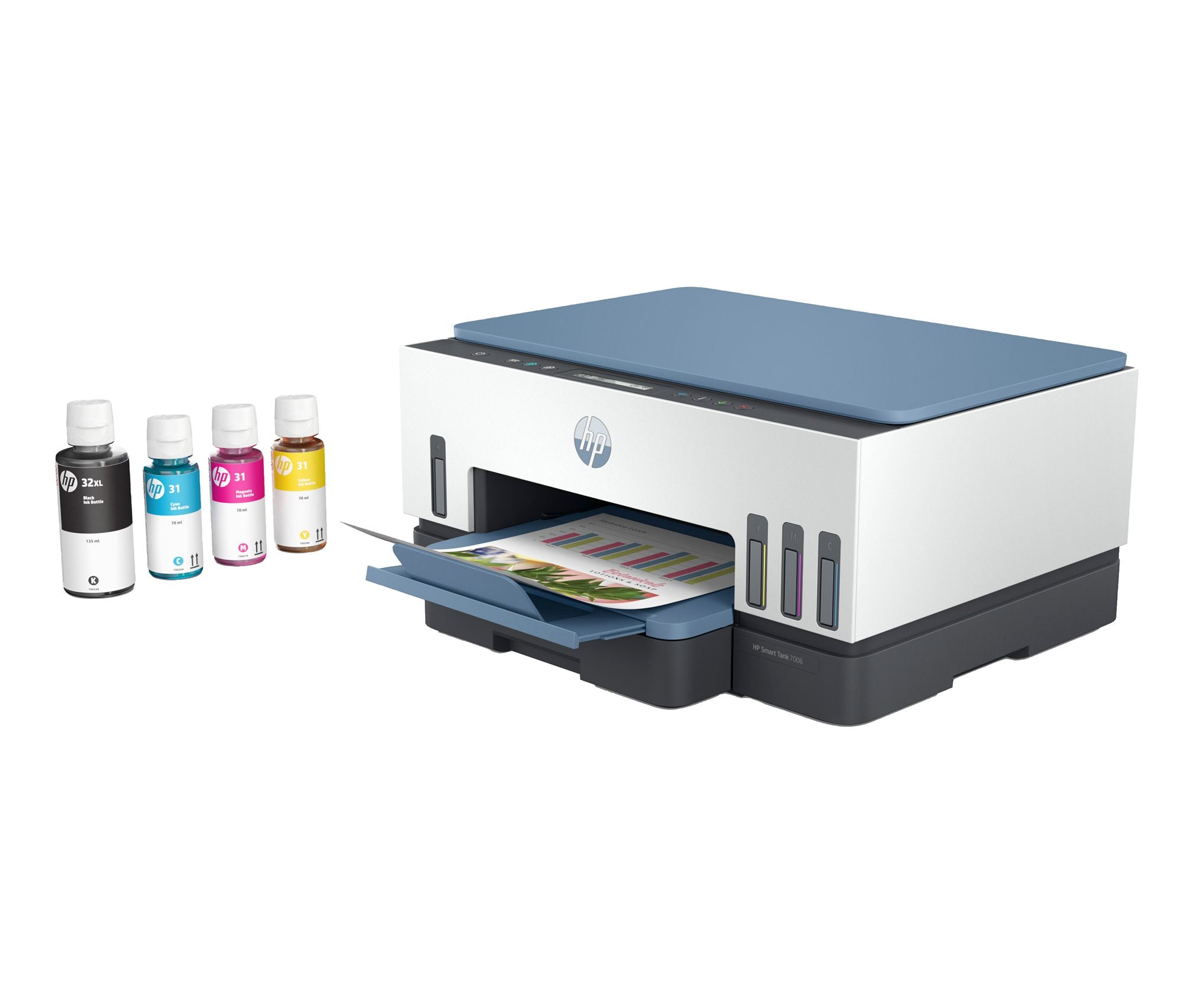 HP Smart Tank 7006 All-in-One MFP colour inkjet refillable 216x297mm A4 13ppm Copy 15ppm Print 250sheets USB Wi-Fi Bluetooth