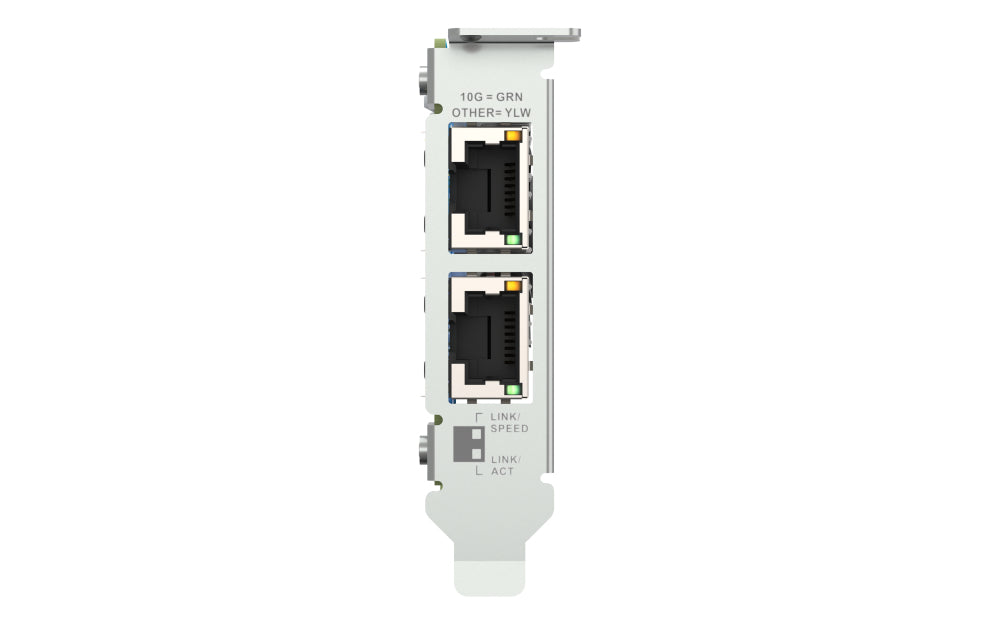 QNAP Dual-port BASET 10GbE network expansion card low-profile form factor PCIe Gen3 x4 Aquantia AQC107