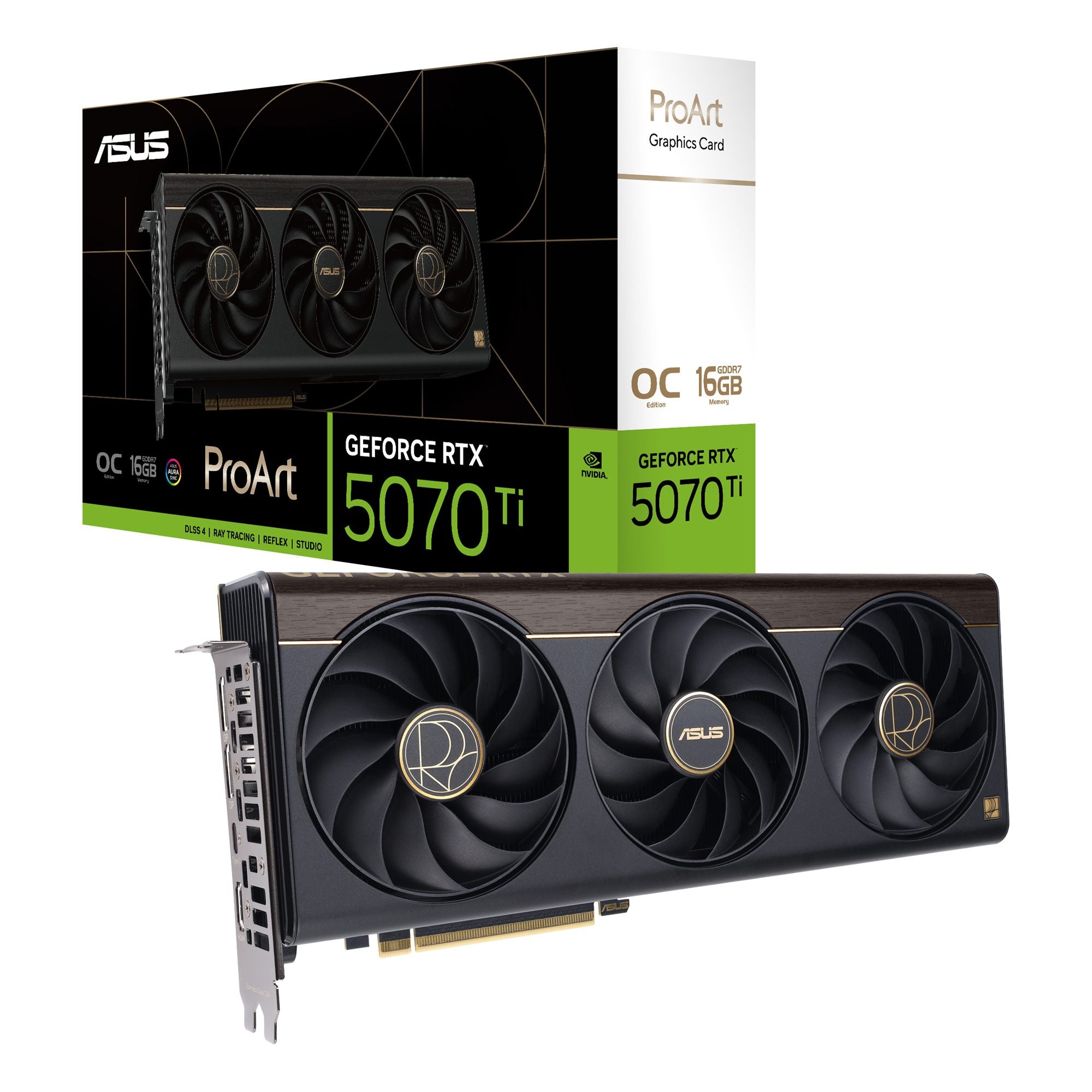 ASUS ProArt GeForce RTX 5070 Ti OC Edition Graphics Card PCIe 5.0 16Go GDDR7 USB Type-C HDMI 2.1b 2xDisplayPort 2.1b