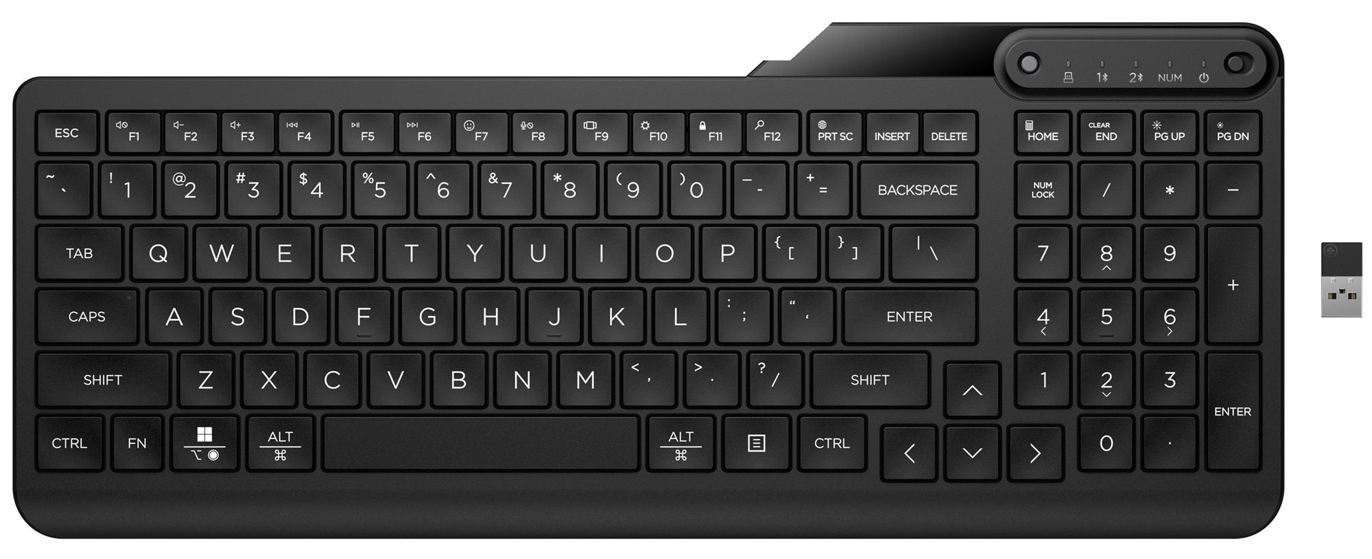 Clavier sans fil HP 475 mode double - récepteur USB + Bluetooth - noir QWERTY (7N7B9AA#ABB)