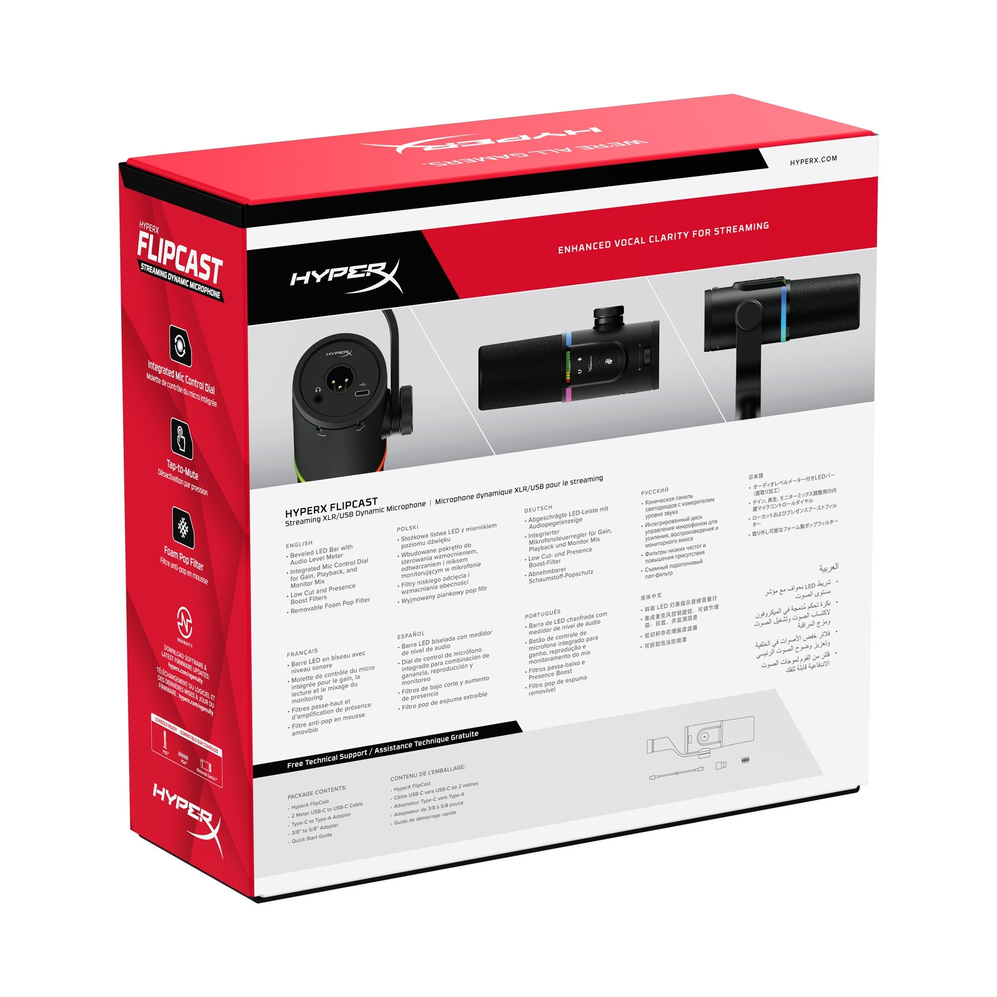HyperX FlipCast - Microphone dynamique USB/XLR (Noir)