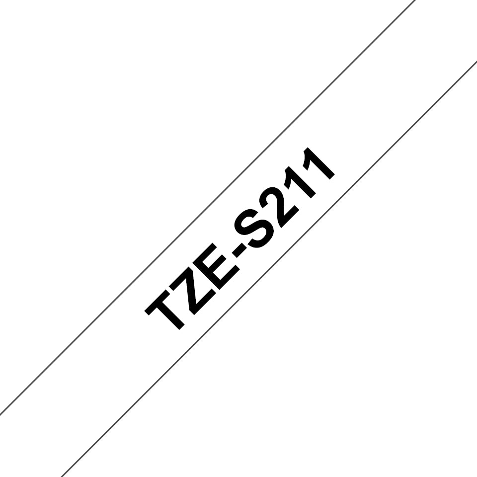 BROTHER P-TOUCH TZE-S211 noir sur blanc 6mm extra gluey