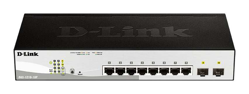 D-LINK 10-Port Layer2 PoE Smart Managed Gigabit Switch dlink green 3.0 8x 10/100/1000Mbit/s TP RJ-45 PoE Port 802.3af/at