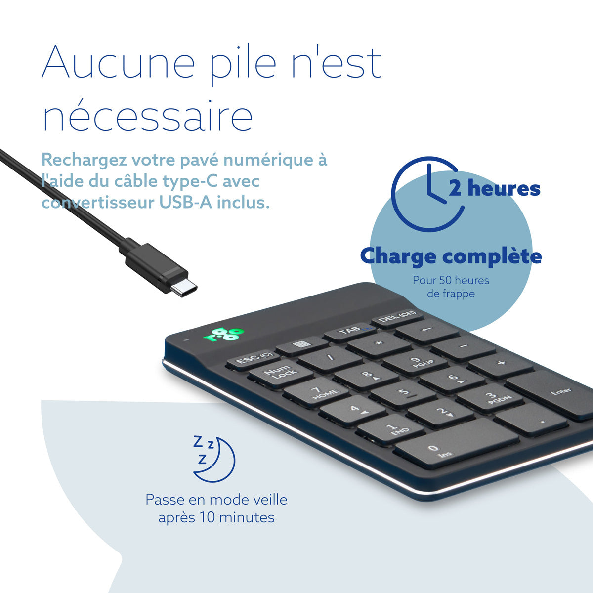 R-GO TOOLS Pavé numérique Numpad Break, Bluetooth noir