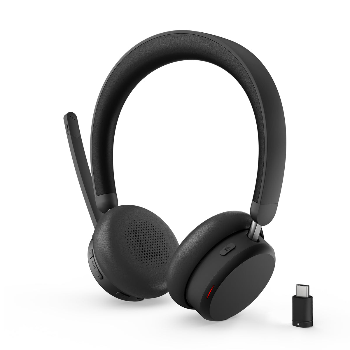 LENOVO 6550 Headset on-ear Bluetooth wireless active noise cancelling USB-C black Certified for Microsoft Teams