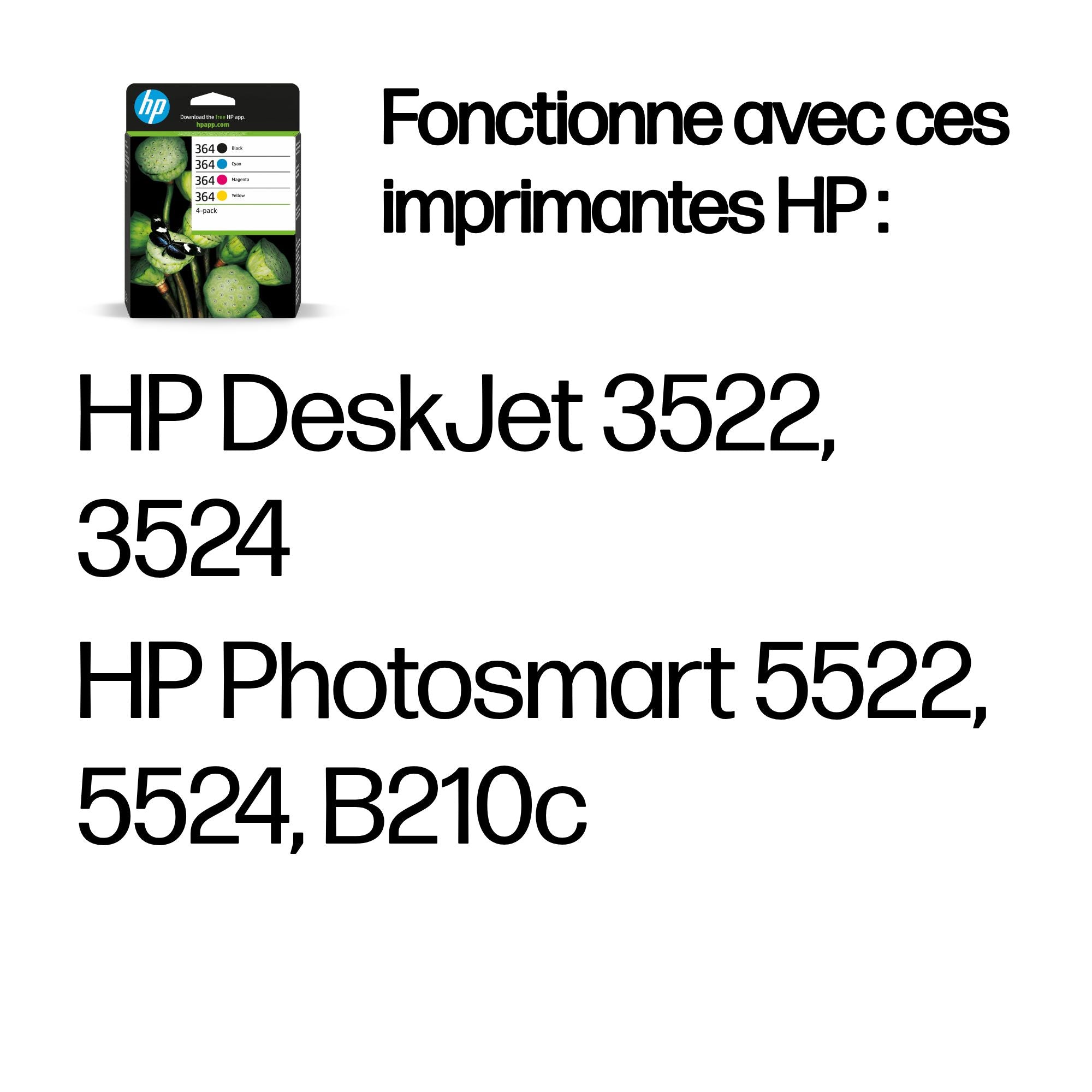 HP 364 original CMYK Ink cartridge N9J73AE Combo 4-Pack Standard Capacity