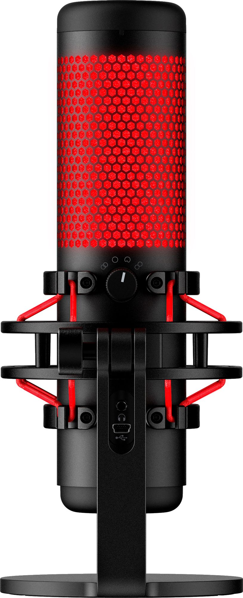 Microphone a condensateur HyperX QuadCast RGB, USB, filtre anti-pop, noir-rouge