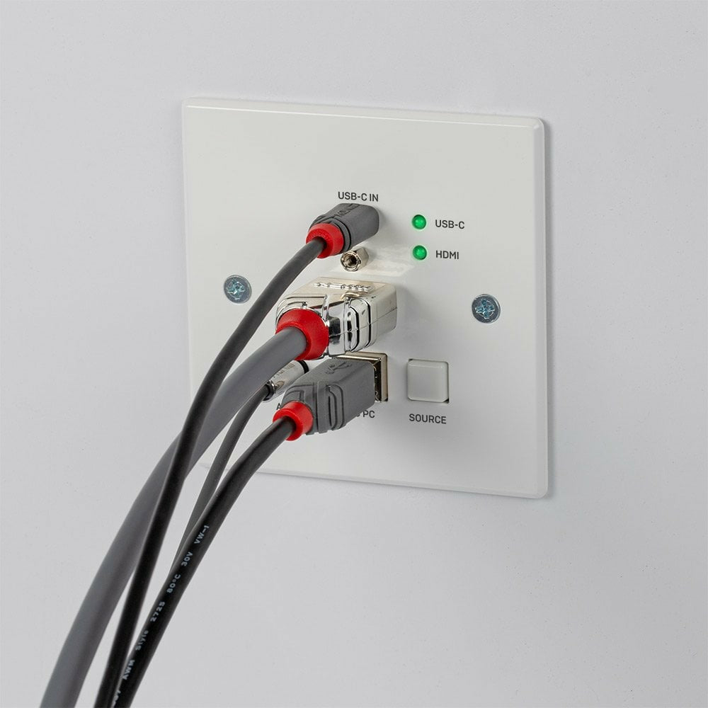 LINDY 150m HDMI and TypeC HDBT UK WallPlate KVM Extender