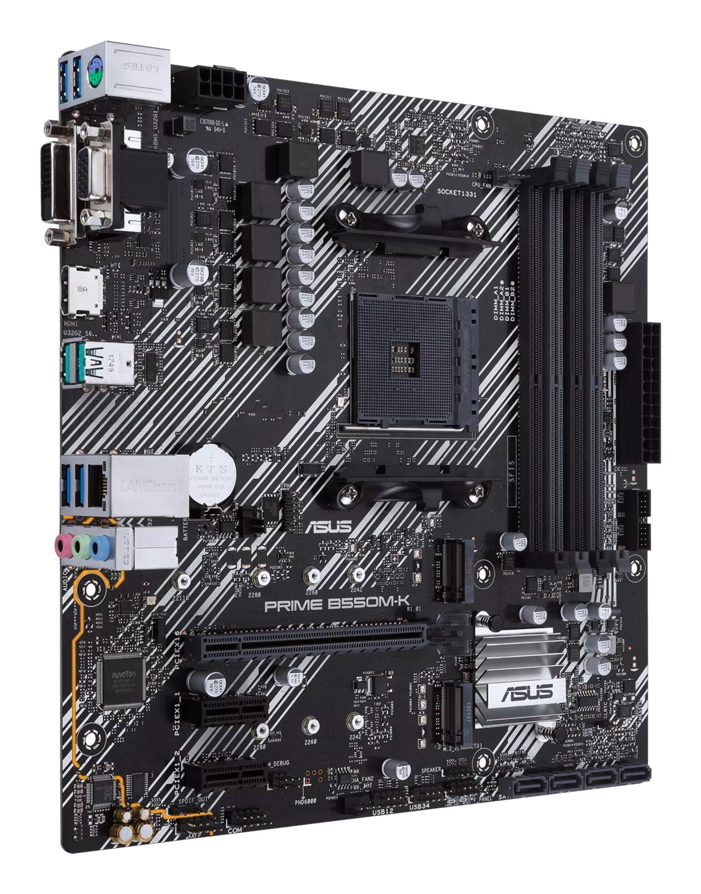 ASUS PRIME B550M-K mATX MB dual M.2 PCIe 4.0 1Gb Ethernet HDMI/D-Sub/DVI SATA 6Gbps USB3.2 Gen 2 Type-A