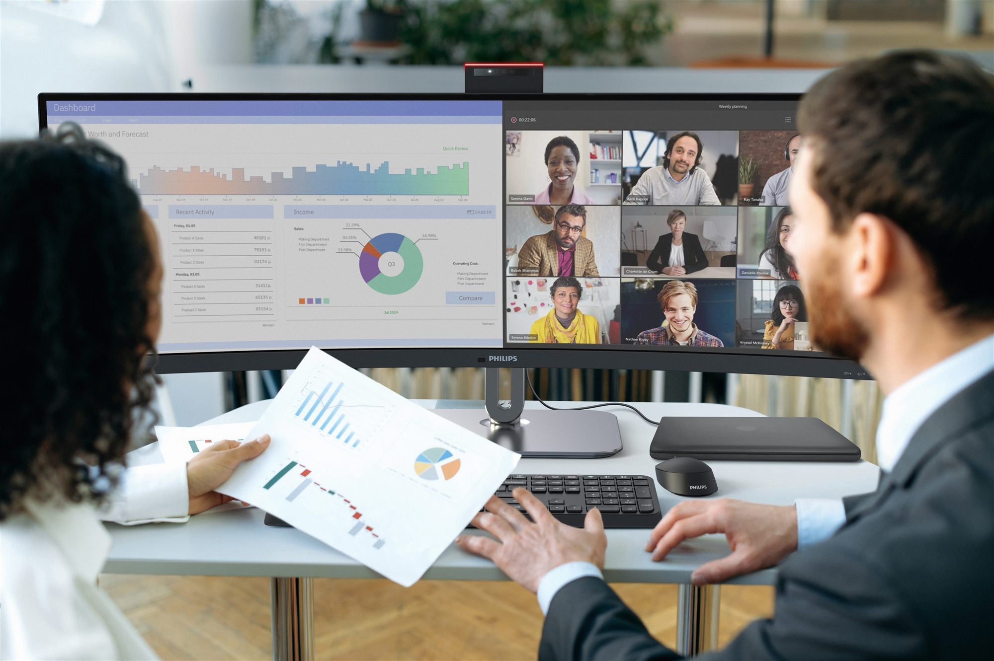 PHILIPS 49B2U6903CH/00 48.8p 5120x1440 VA Curved H/A 170mm SUPERWIDE USB-C 75Hz DP 2xHDMI USB HUB SPEAKERS webcam