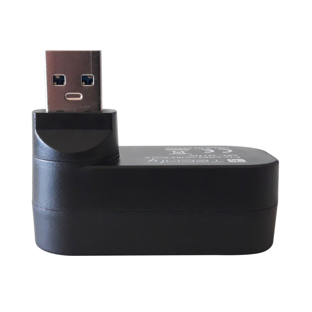 Techly IUSB3-HUB3-ROTB Hub USB 3.0 3 ports avec connecteur USB-A rotatif