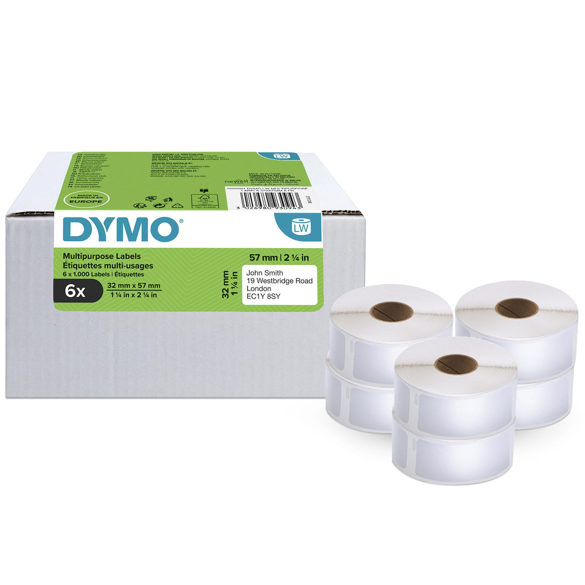 DYMO Etiquettes LabelWriter 6 x 1000 étiquettes