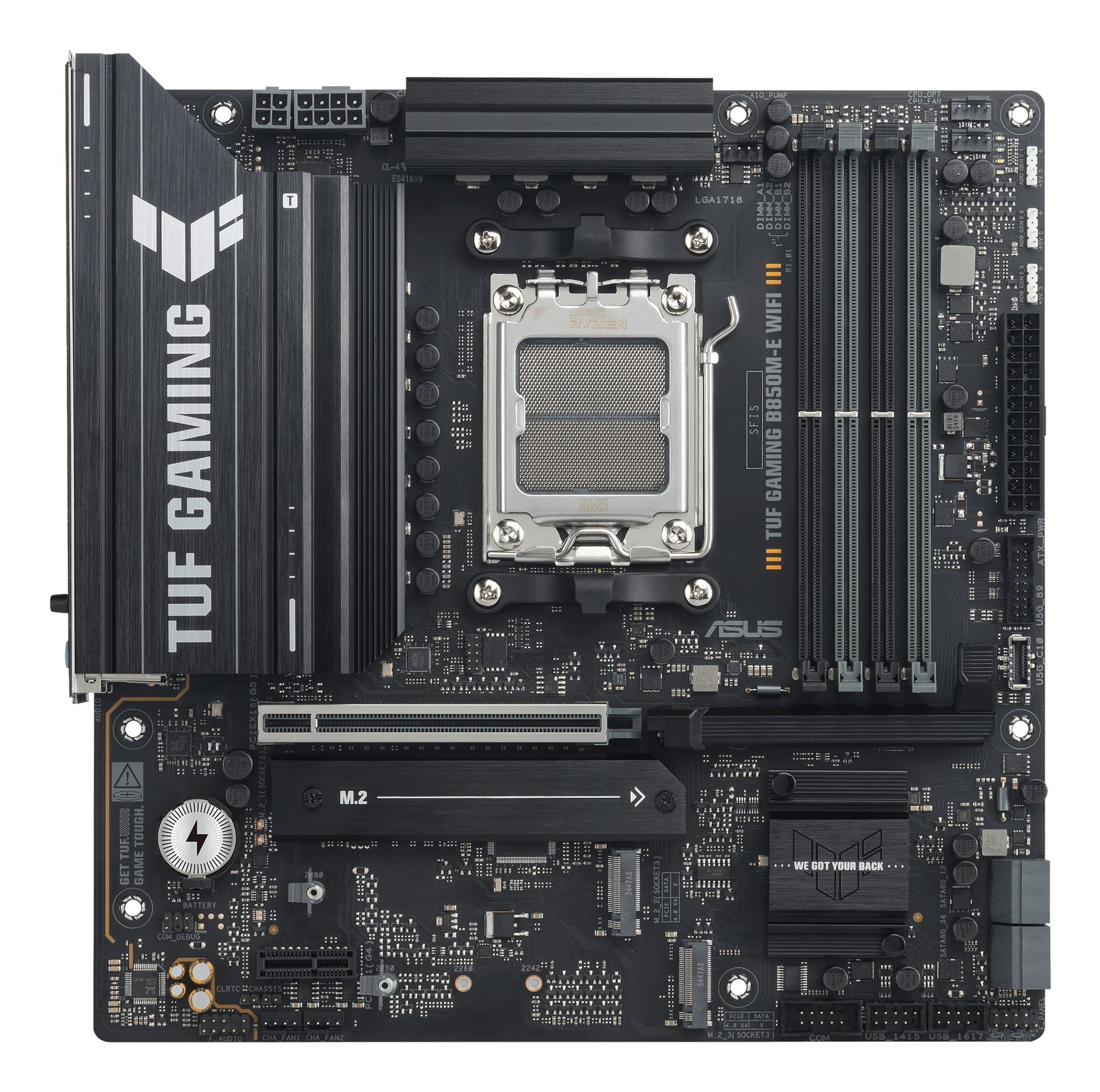 ASUS TUF GAMING B850M-E WIFI AMD AM5 mATX motherboard 4xDDR5 PCIe 5.0 3xM.2 1xHDMI 1xDisplayPort 4xSATA