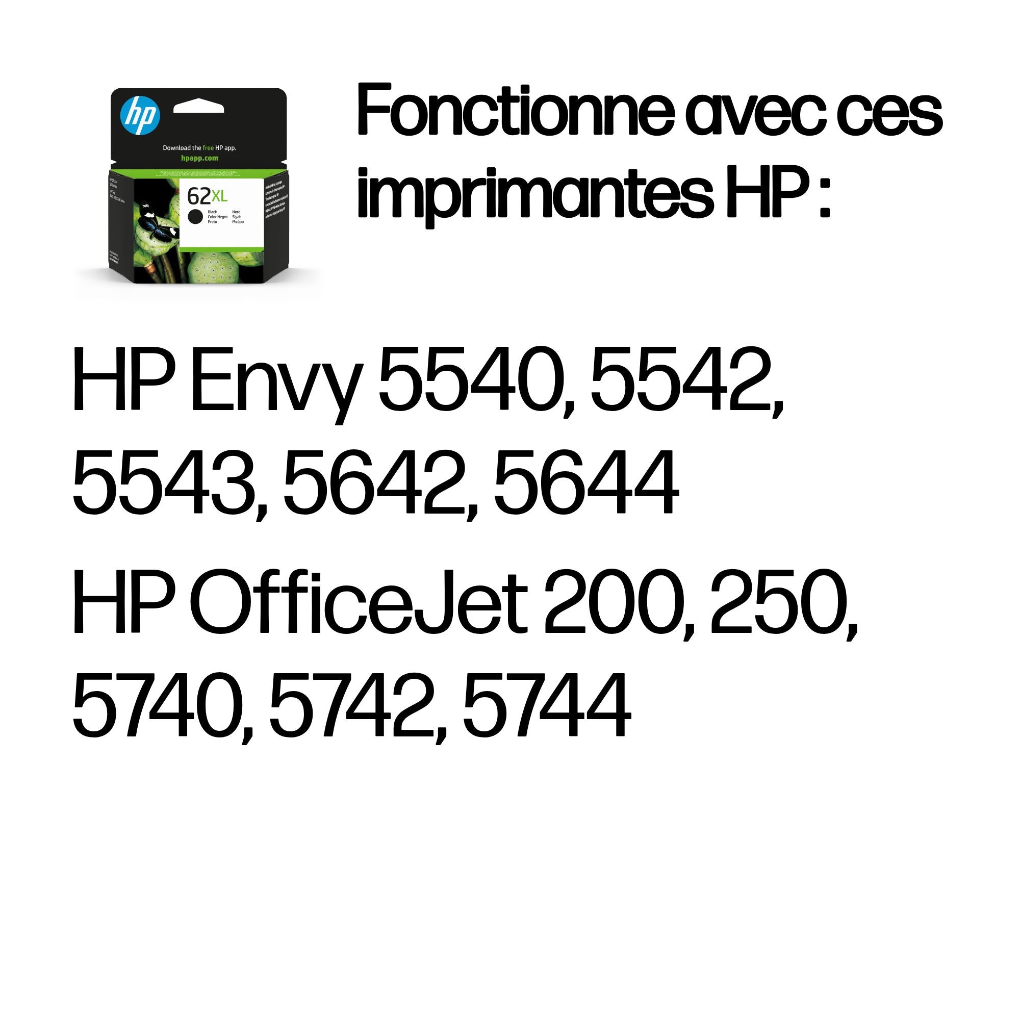 HP 62XL original Ink cartridge C2P05AE 301 black high capacity 1-pack Blister multi tag