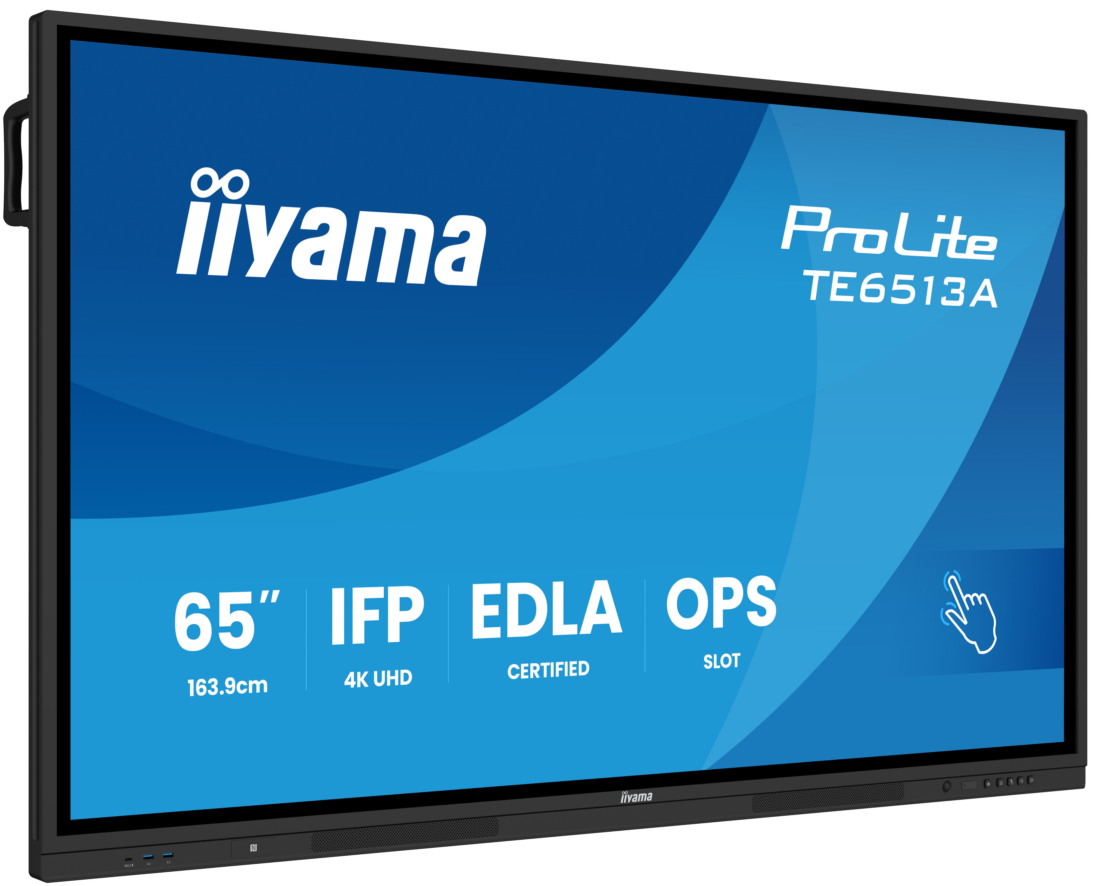 iiyama TE6513A-B1AG Panneau Plat Interactif IFP 65" IPS 4K IR 40 points 450cd Android 14 Google EDLA 2x20W WiFi VESA