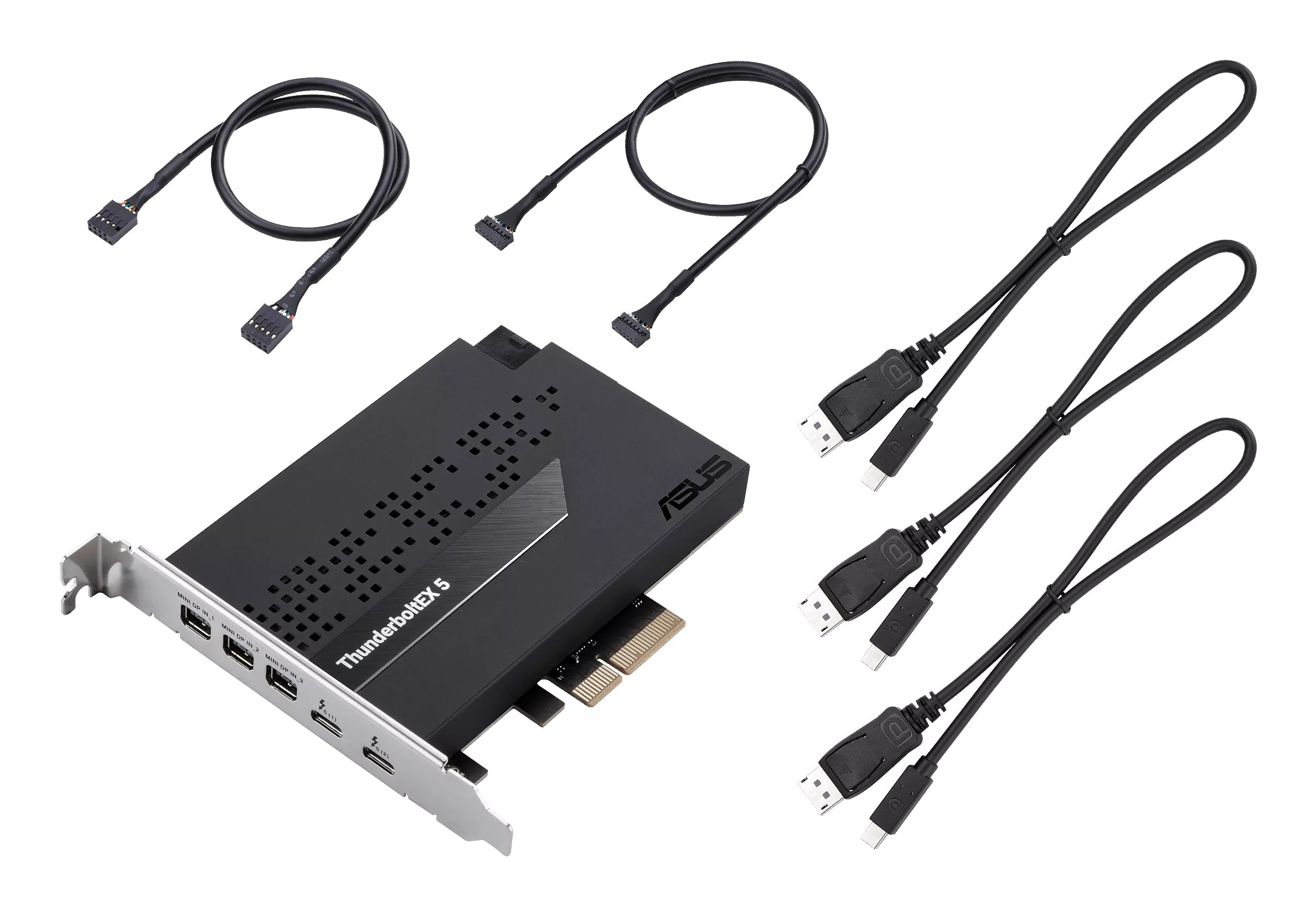 ASUS ThunderboltEX 5 expansion card dual Thunderbolt 5 USB C ports DisplayPort 2.1 PCIe 4.0