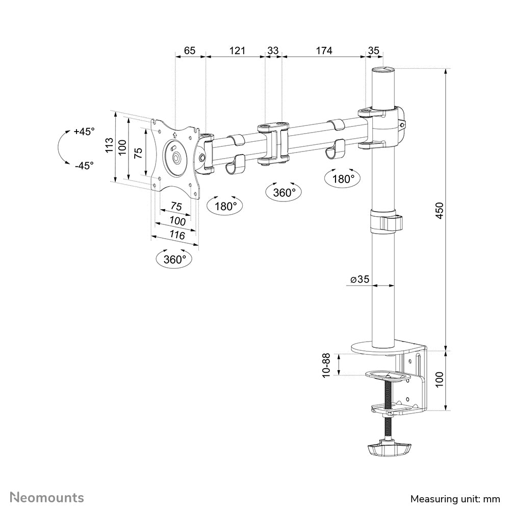 NEOMOUNTS NM-D135WHITE Support décran à fixer 10-30p