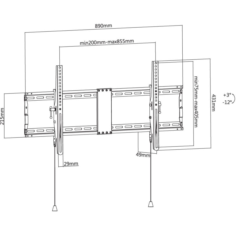 "Techly ICA-PLB 590 Support mural pour TV 43-90"" LED/LCD 70kg inclinable slim 49mm"