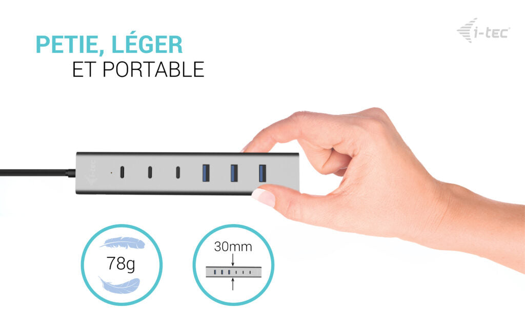 I-TEC USB-C/USB-A Charging Metal HUB 7 Port 3x USB-C 3.2 Gen. 1 4x USB-A 3.2 Gen. 1