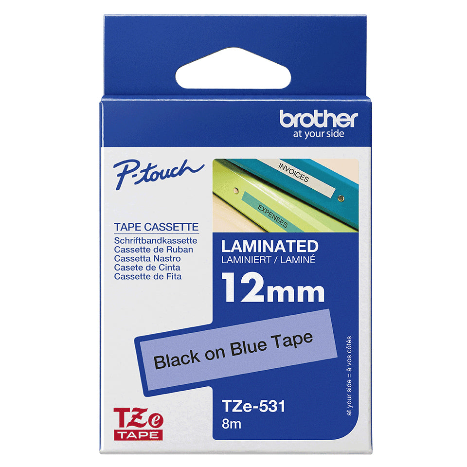 BROTHER P-TOUCH TZE-531 noir sur bleu 12mm
