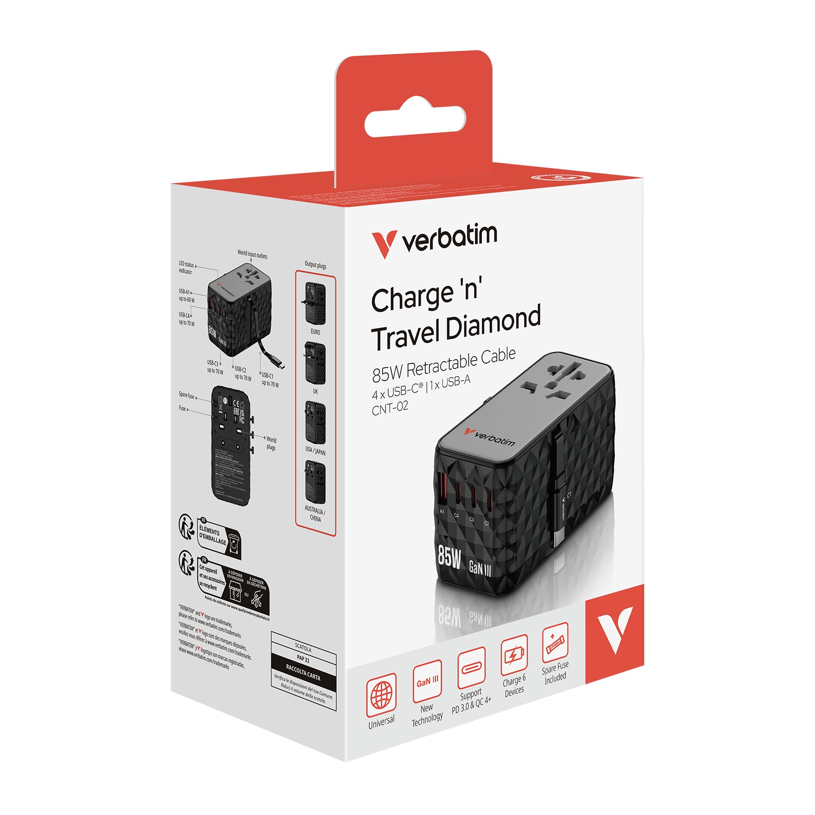 Charge ´n´ Travel Diamond 85W Retractabl