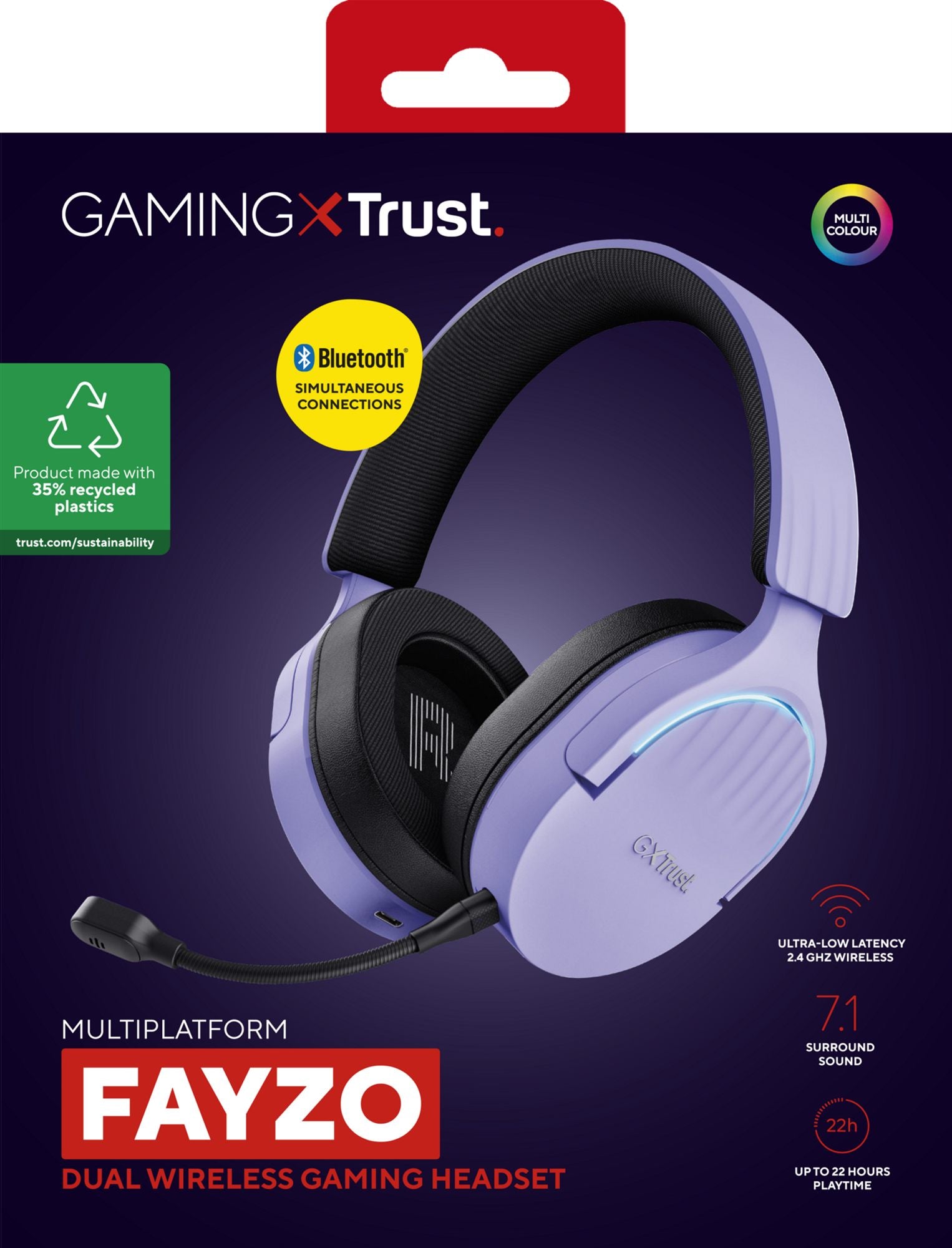 TRUST Casque gaming sans fil FAYZO DUAL Wireless - Purple