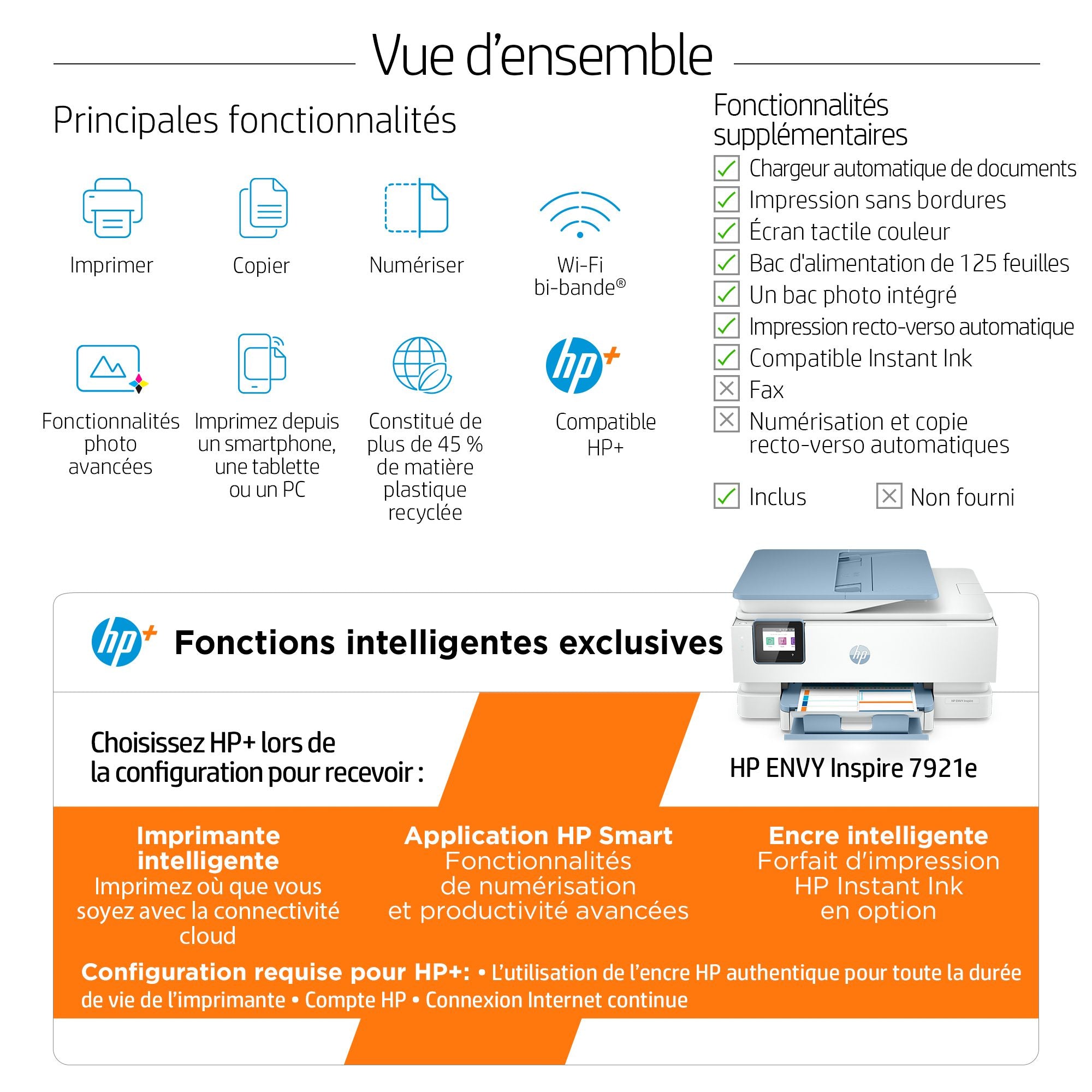 HP ENVY Inspire 7921e All-in-One MFP colour inkjet 216x297mm A4 13ppm Copy 15ppm Print 125sheets USB Wi-Fi Bluetooth surf blue