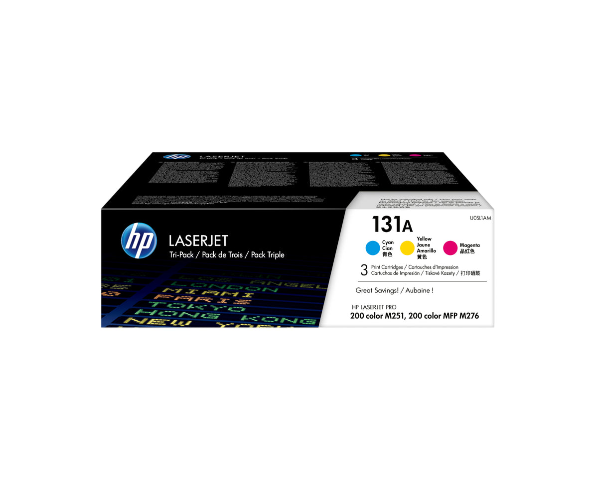 HP 131A original Toner cartridge U0SL1AM cyan magenta yellow standard capacity 3 x 1.800 pages 3-pack