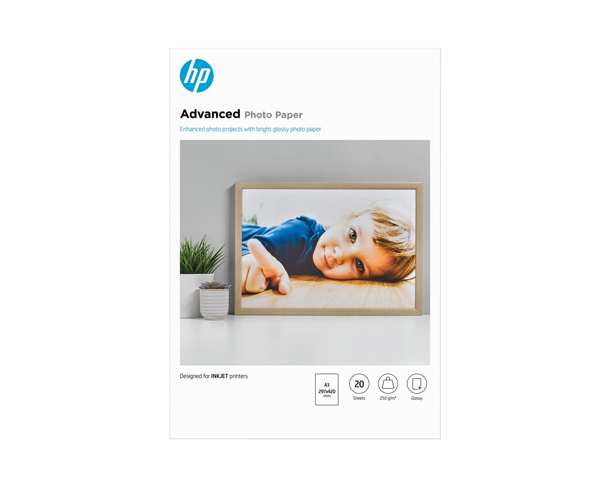 HP original Advanced glossy photo paper white Ink cartridge Q8697A 250g/m2 A3 20 sheets 1-pack