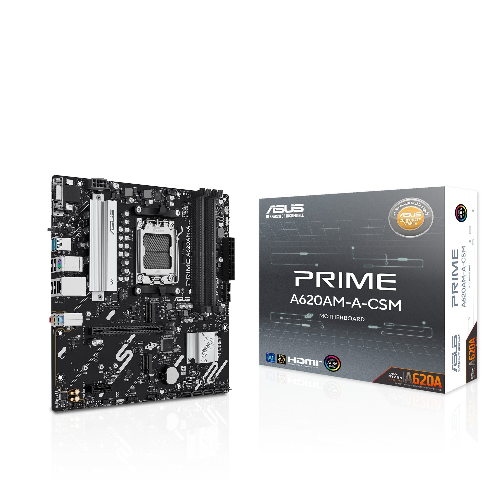 ASUS AMD A620 micro-ATX motherboard 4xDDR5 1xHDMI 1xDP 2xM.2 4xSATA