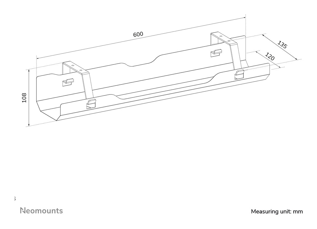 NEOMOUNTS Cable Management Tray max 5kg. screw mounted universal black