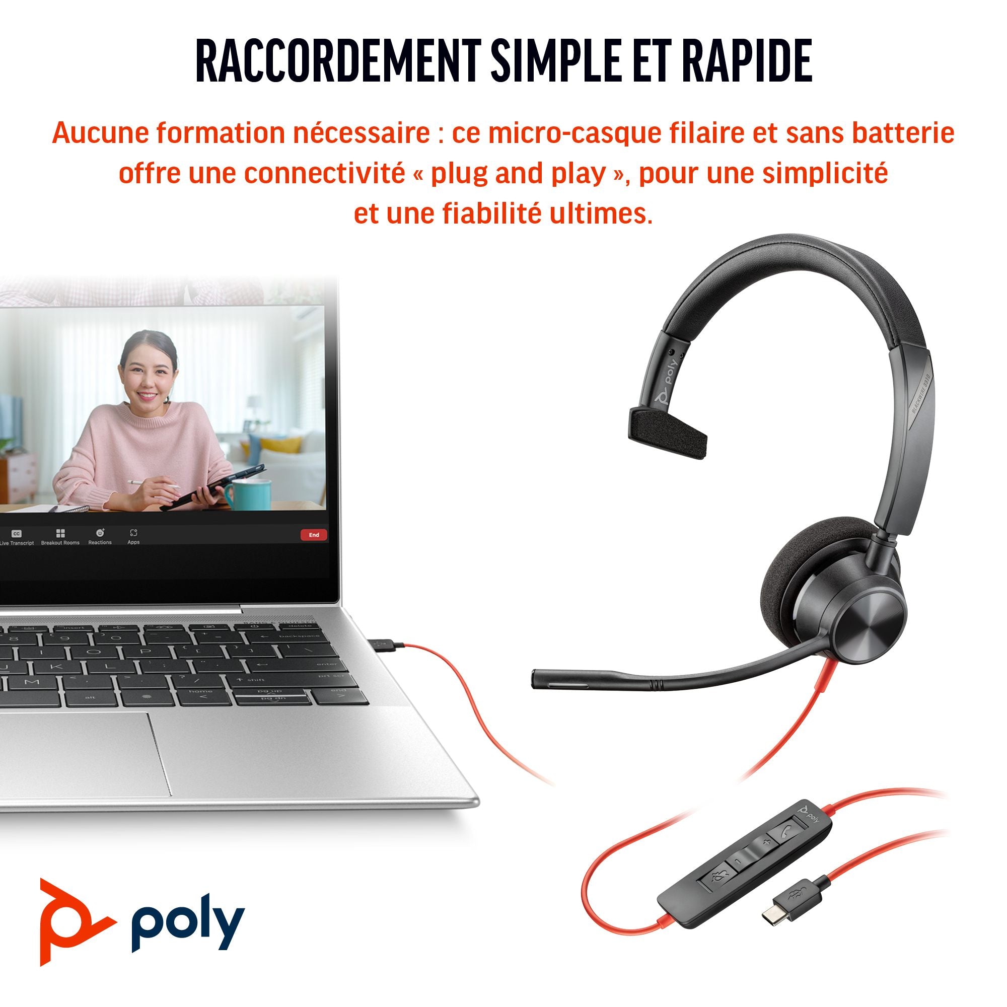 Poly BW 3310 Mono USB-C HS+USB-C/A