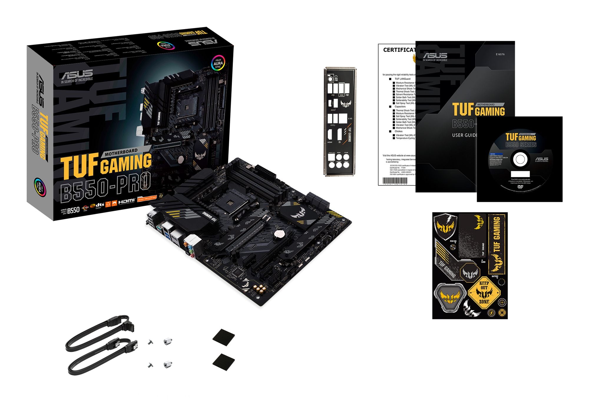 ASUS TUF GAMING B550-PRO AM4 PCIe 4.0 dual M.2 x16 SATA 6Gbps 2.5Gb Ethernet HDMI DisplayPort