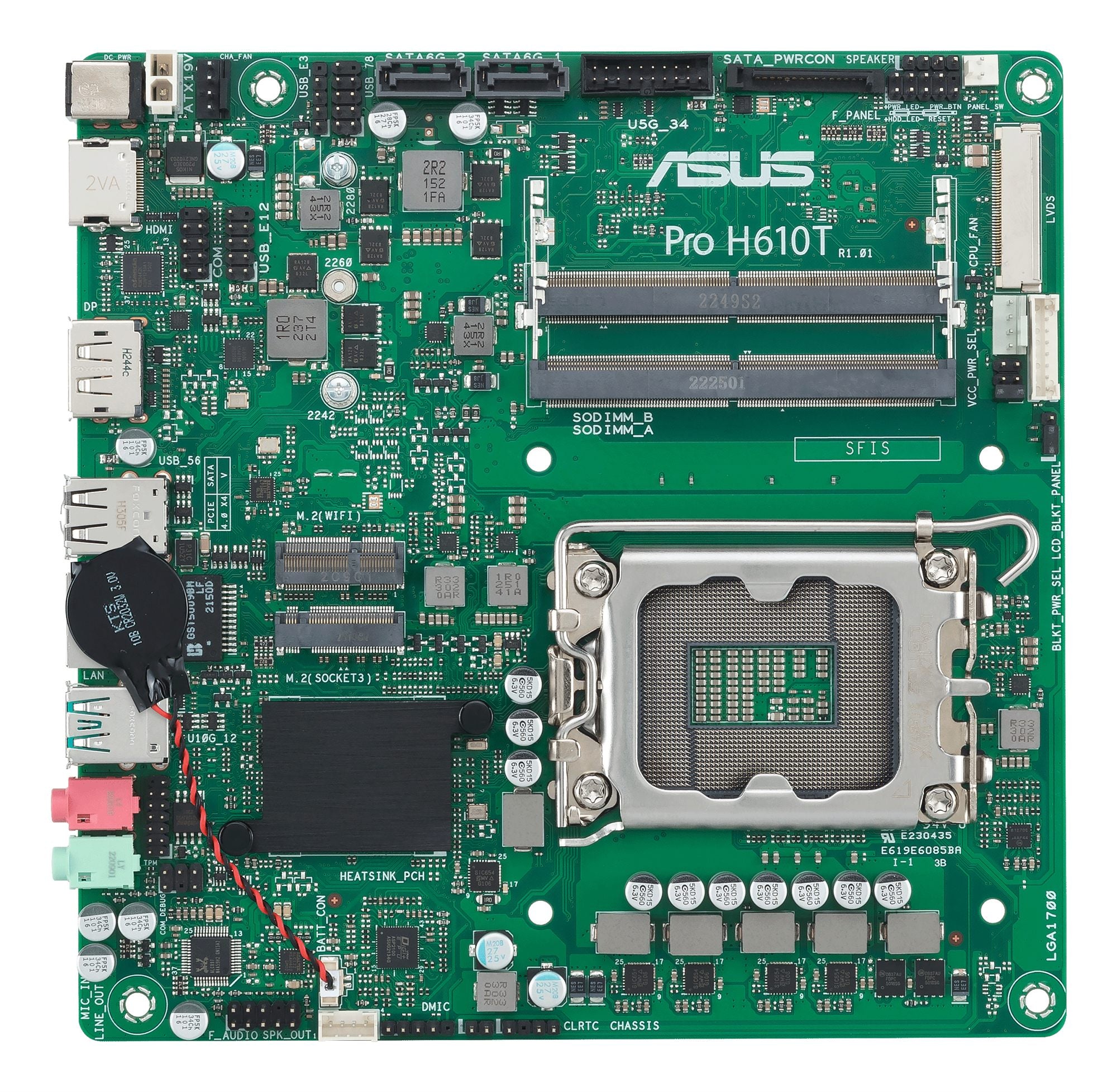 ASUS PRO H610T-CSM LGA1700 2DDR4 Thin Mini ITX 2xSATA MB 1xHDMI 1xDP 1xLVDS 3xM.2