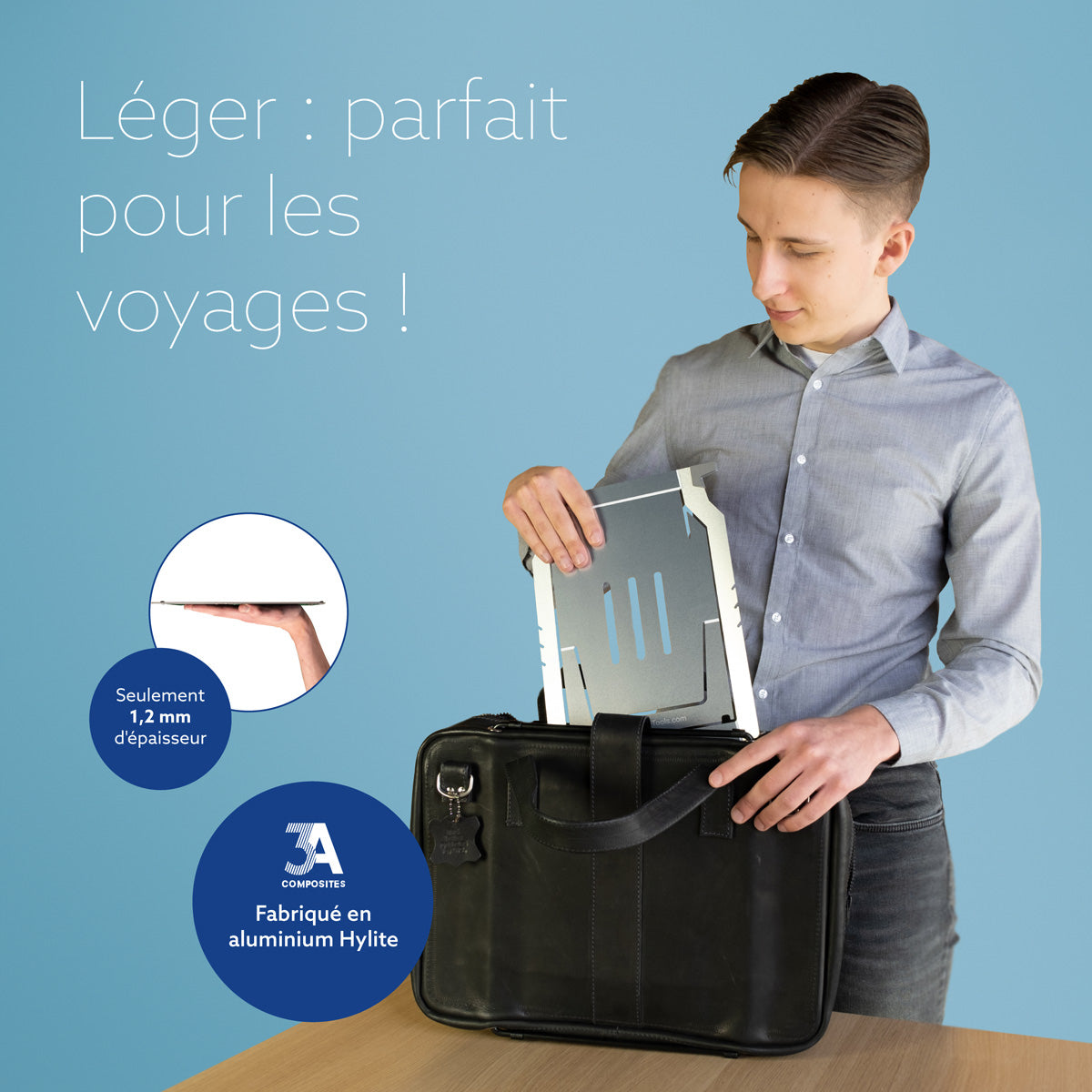 R-GO TOOLS Support pour PC portable Riser Basic, argent