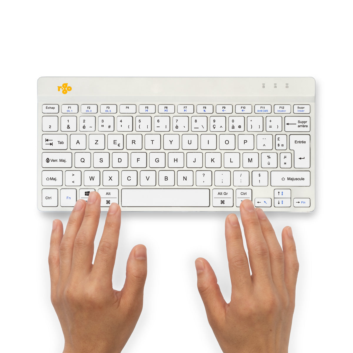 R-GO TOOLS Clavier Ergo Compact Break, Bluetooth blanc/arg