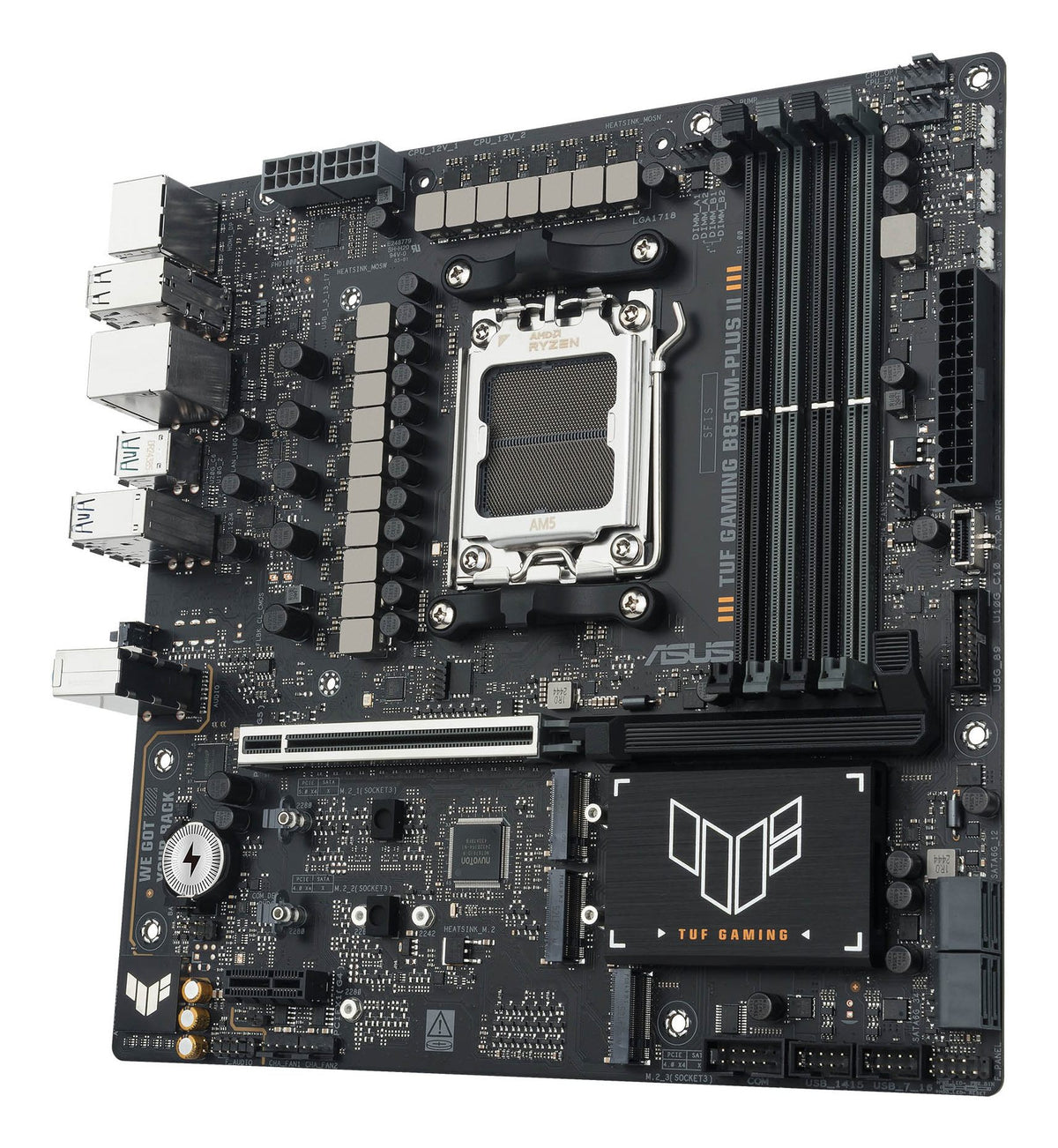 ASUS AMD TUF GAMING B850M-PLUS II Micro-ATX motherboard DDR5 PCIe 5.0 3xM.2 1xHDMI 1xDisplayPort