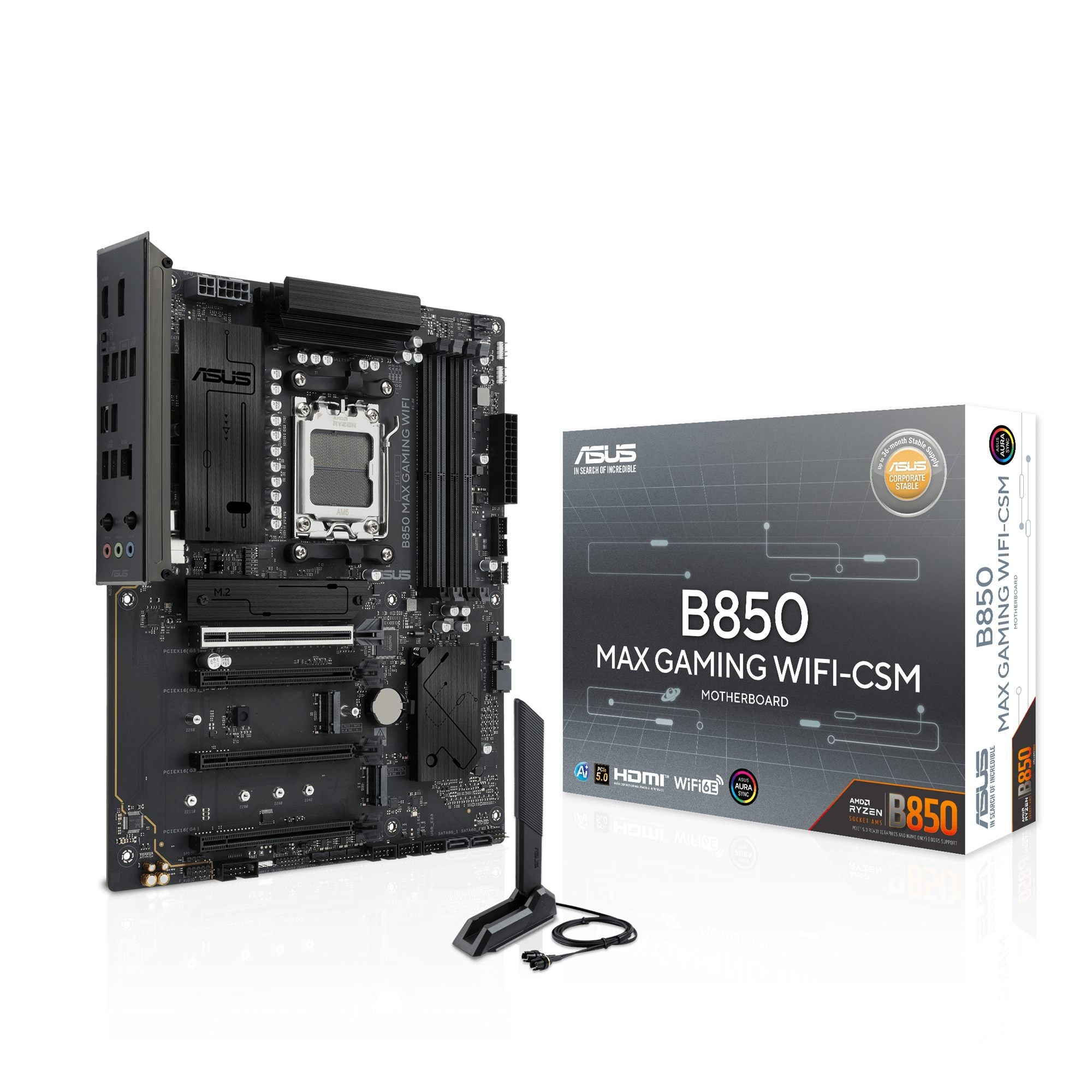 ASUS B850 MAX GAMING WIFI ATX motherboard 4xDDR5 1xPCIe 5.0 3xM.2 1xHDMI 1xDisplayPort 4xSATA