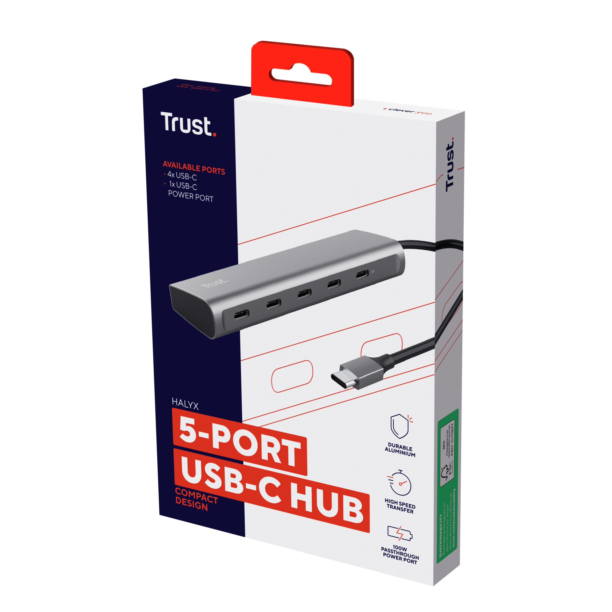 TRUST Hub USB-C HALYX 5 ports USB-C