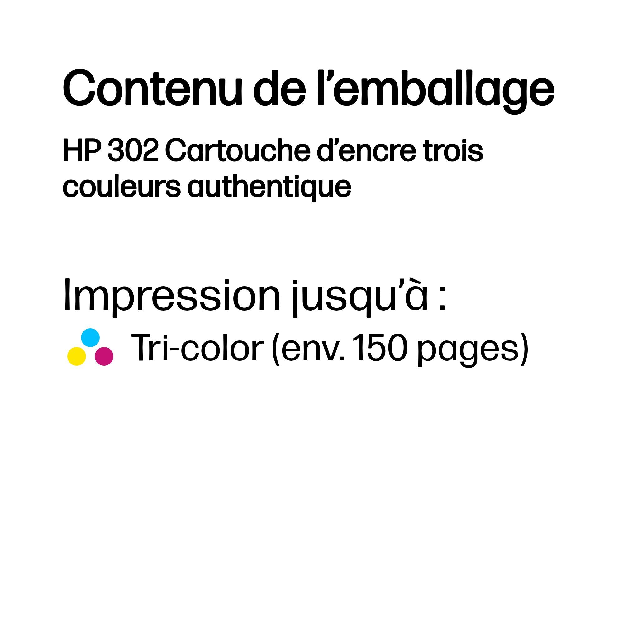 HP 302 original Tri-color Ink cartridge F6U65AE 301 Blister