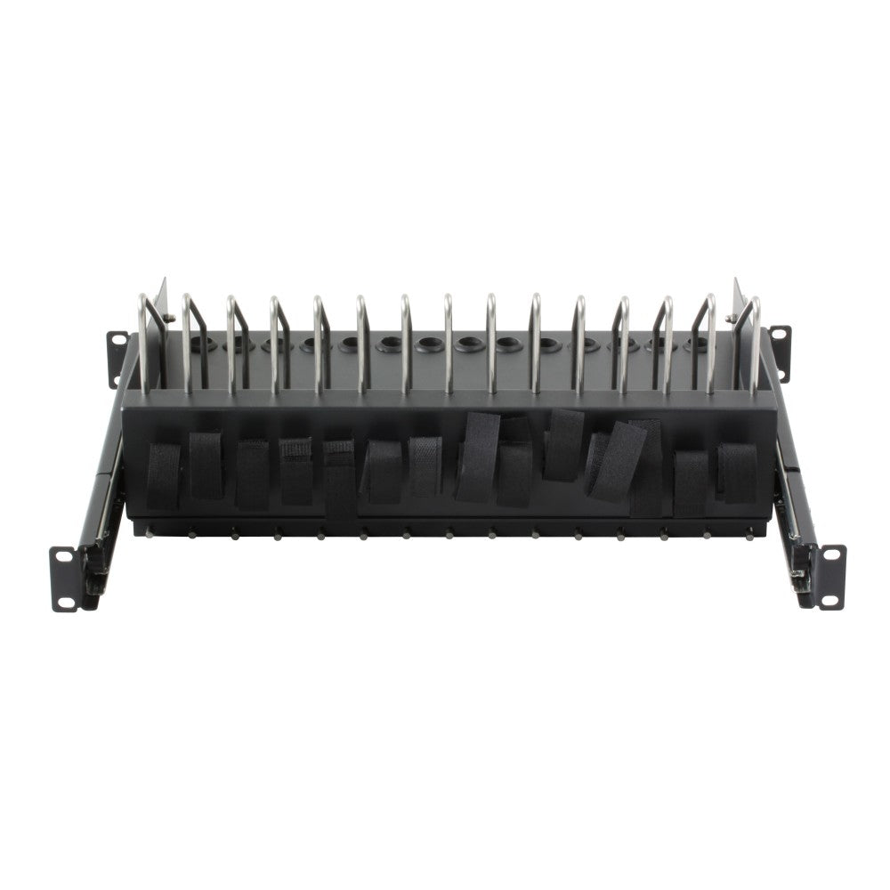 Techly I-CABINET-TRAY14BK Étagere Rack Rétractable pour Appareils Mobiles 14 Emplacements