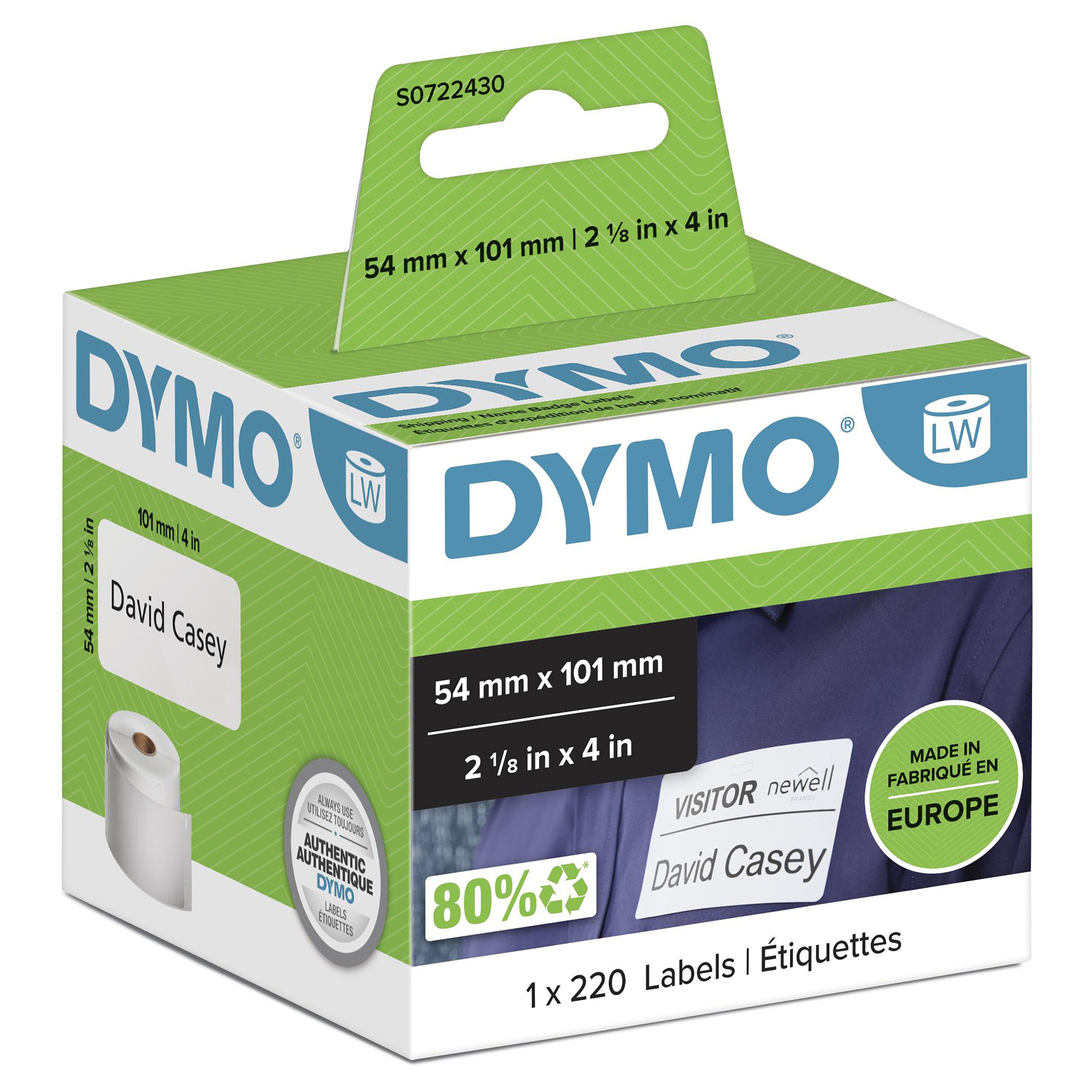 DYMO Etiquette pour LabelWriter 54mm x 101mm, 220 étiquettes