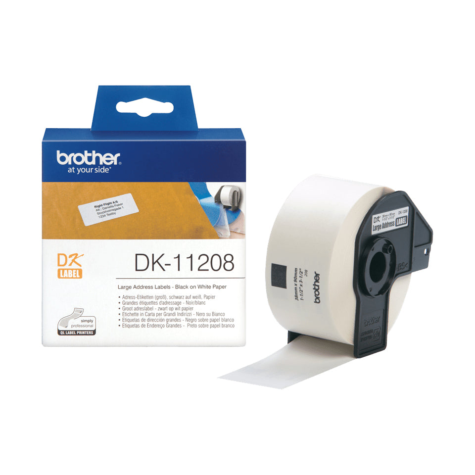 BROTHER P-TOUCH DK-11208 die-cut adress label big 38x90mm 400 labels