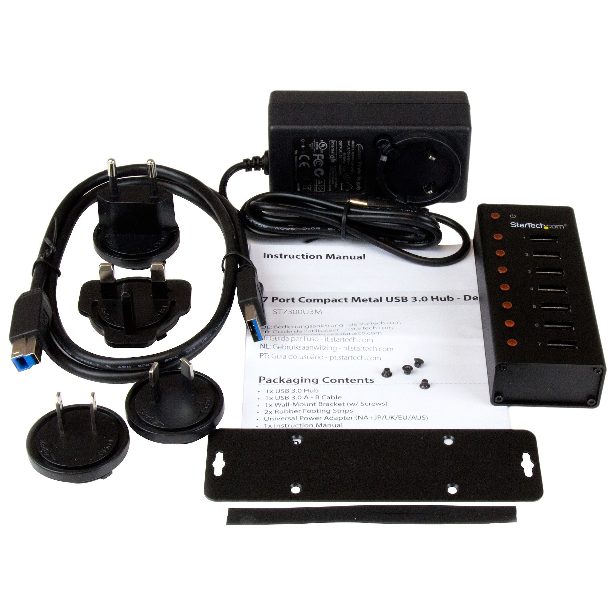 7 Port USB 3.0 Hub - Desktop/Wall-Mount