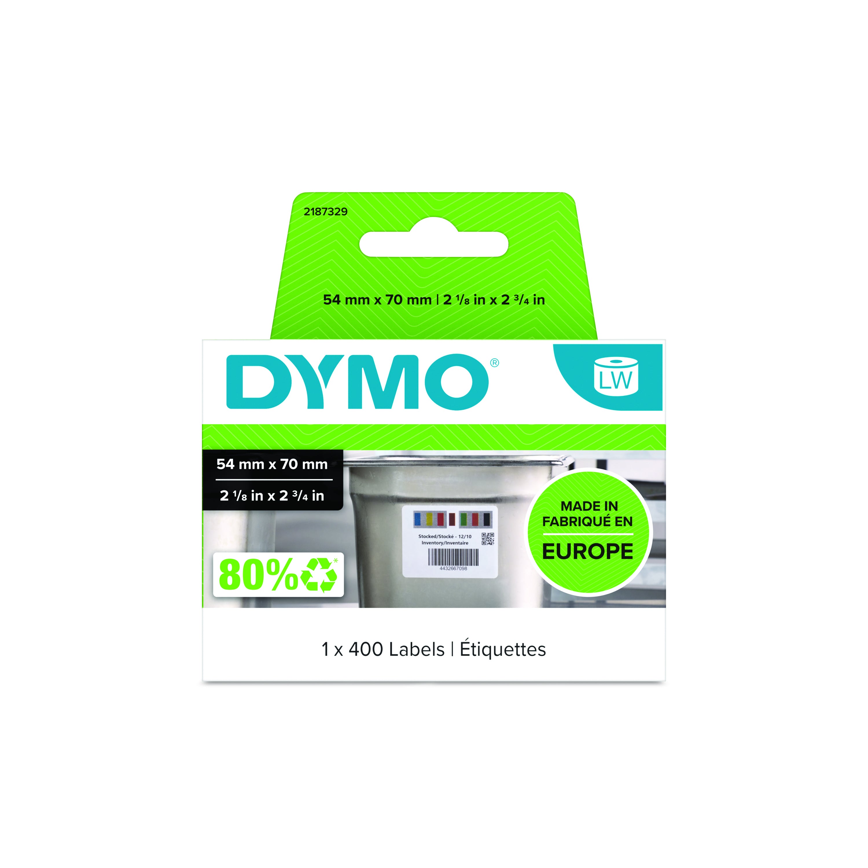 DYMO Etiquettes LabelWriter 54 x 70 mm, 400 étiquettes