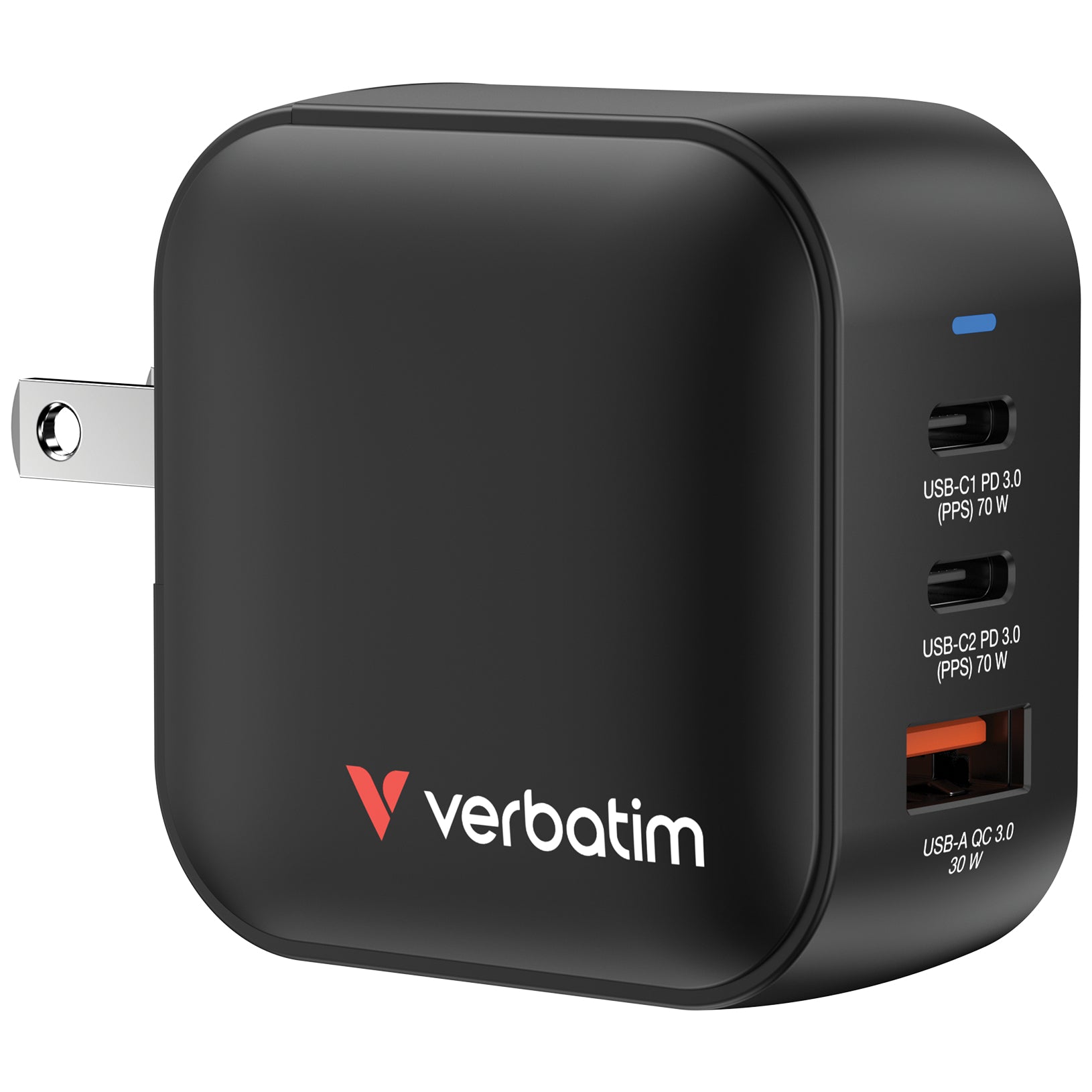 VERBATIM MINI GAN CHARGER 70W 3 PORT US/EU/UK ADP WCF (P)