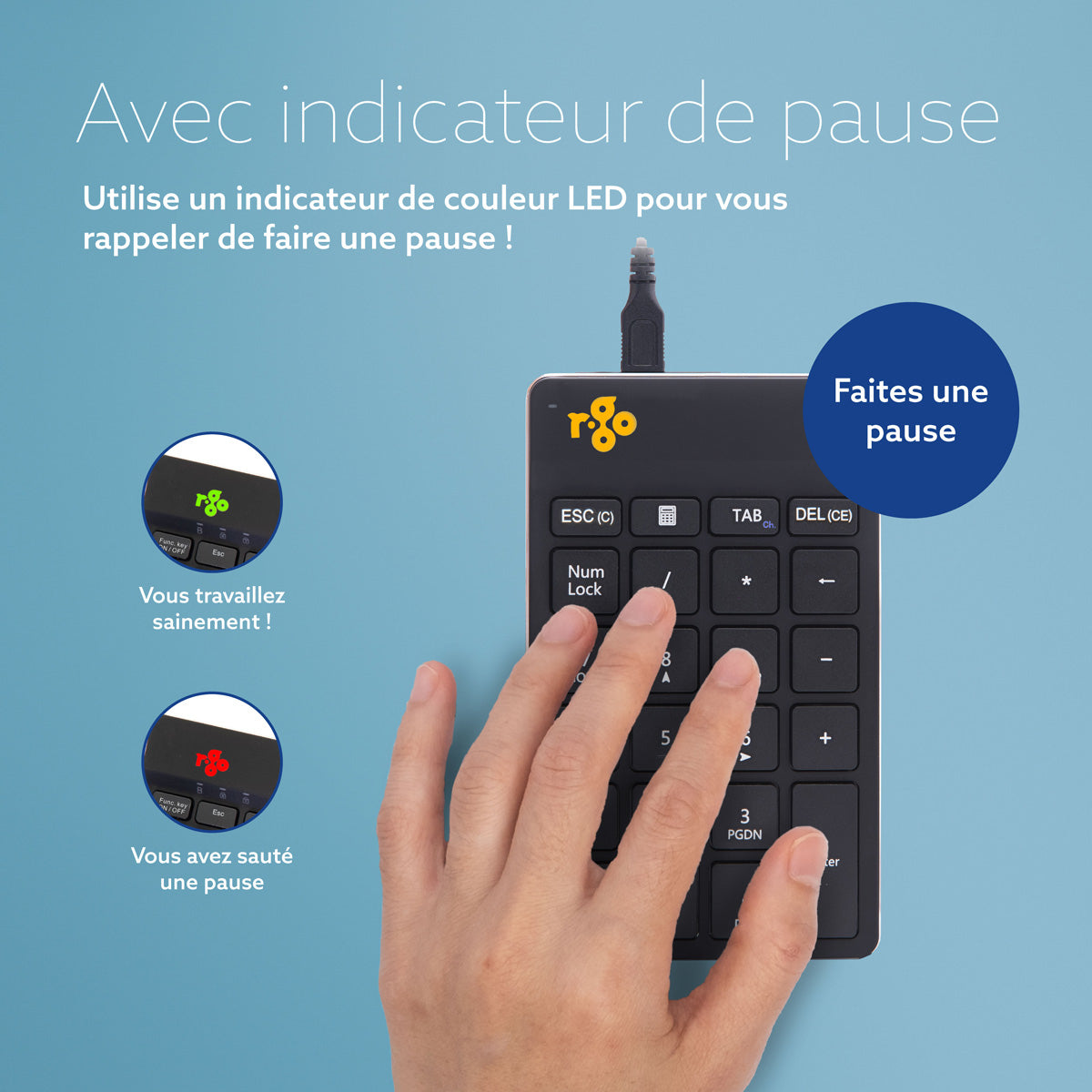 R-GO TOOLS Pavé numérique Numpad Break, filaire noir