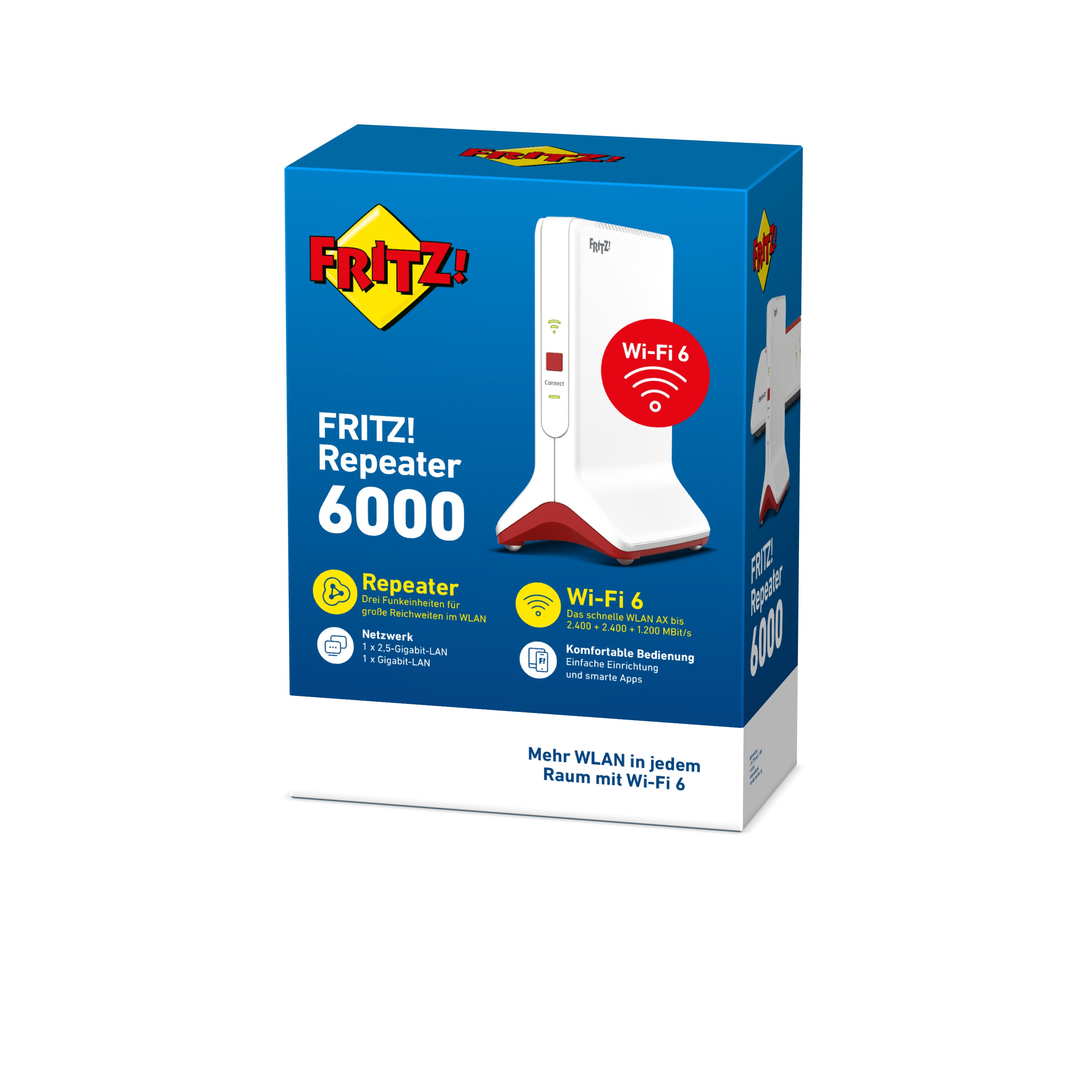 FRITZ!Repeater 6000 routeur sans fil Ethernet Tri-bande (2,4 GHz / 5 GHz / 5 GHz) Rouge, Blanc