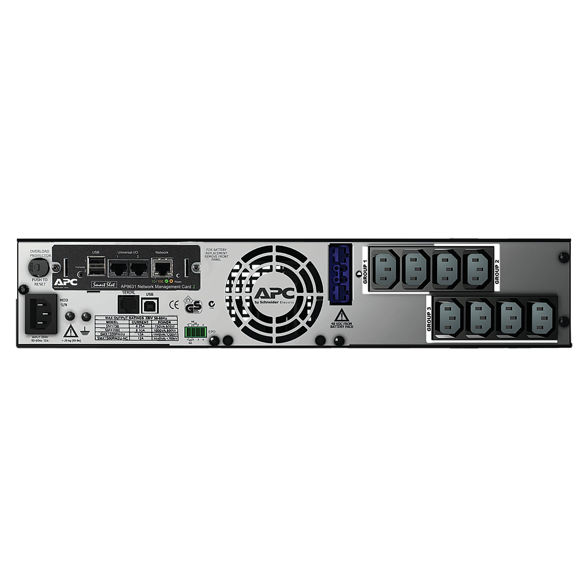 APC Smart-UPS X 1500 Rack/Tower LCD UPS Rack AC 230V 1200Watt 1500VA Ethernet RS-232 USB output connectors 8 2U Black