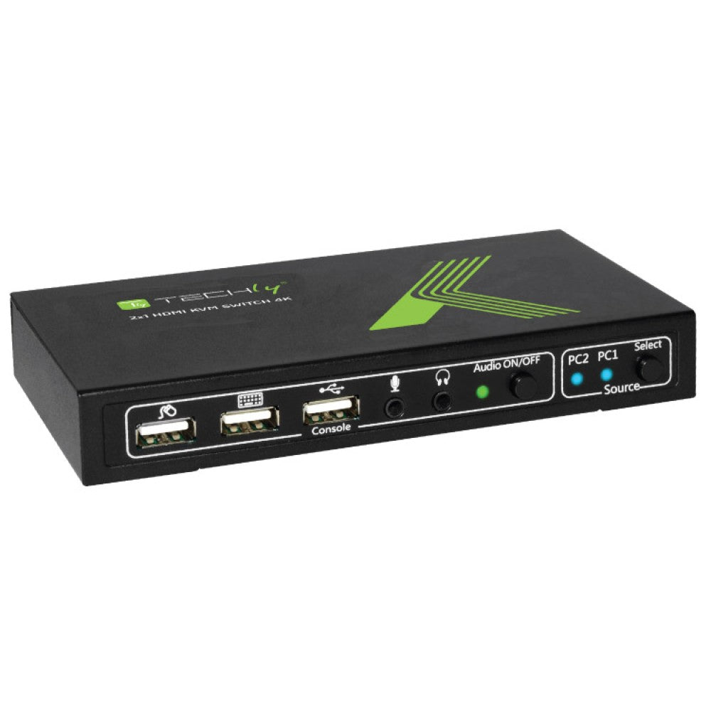 Techly IDATA KVM-HDMI2U Commutateur KVM 2x1 HDMI/USB 4K60Hz avec USB 2.0